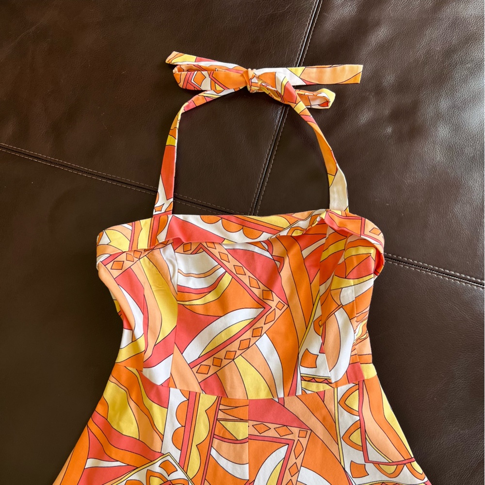 Becky & Max Orange Halter Flared Dress, Size 12